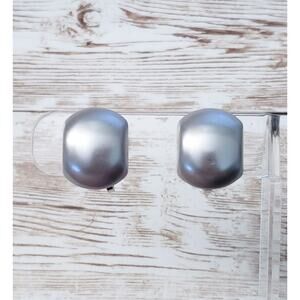 Vintage Clip On Earrings - 0.75" Silver Tone Curved